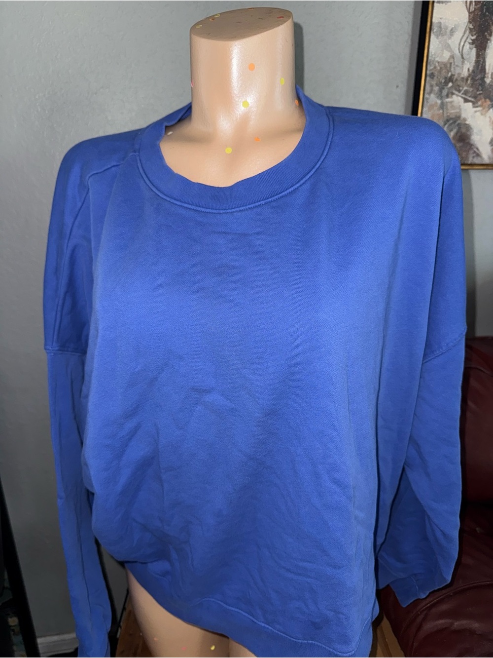 GAP Fleece-Lined Crewneck Sweatshirt in Royal Blue
